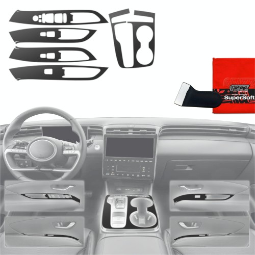 Przejdź do produktu Folia do wnętrza Hyundai Tucson IV N-Line (2021-2024) GRIZZ 5w1 Czarna Antyodciskowa