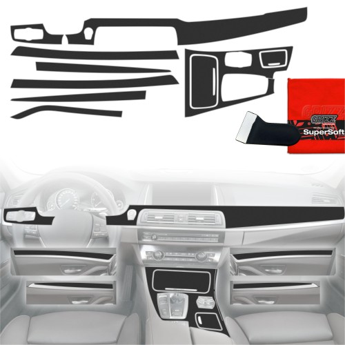 Przejdź do produktu Folia do wnętrza BMW 5 F10 (2011-2017) GRIZZ 8w1 Czarna Antyodciskowa