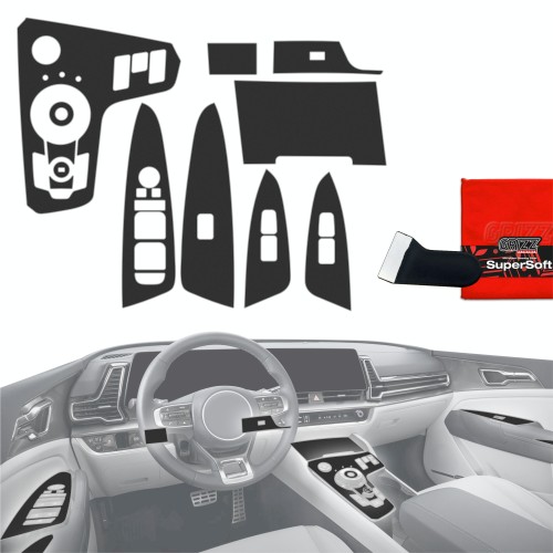 Przejdź do produktu Folia do wnętrza Kia Sportage V Keyless Podgrzewane siedzenia (2021-2024) GRIZZ 12w1 Czarna Antyodciskowa