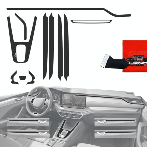 Przejdź do produktu Folia do wnętrza Skoda Octavia 4 13" Facelift 2024+ GRIZZ 11w1Czarna Antyodciskowa